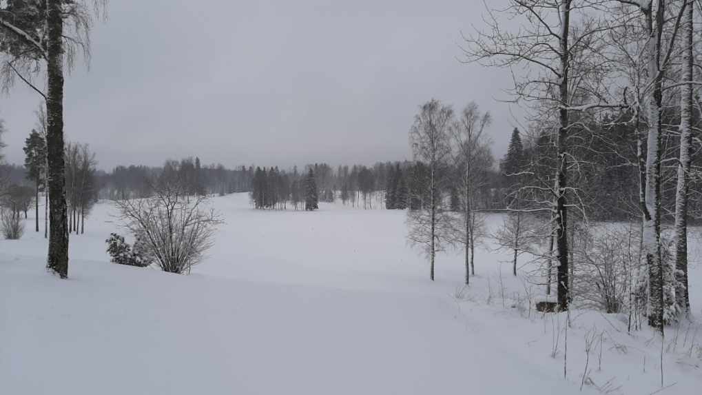 Golfkentällä reilusti lunta 19.2.2023